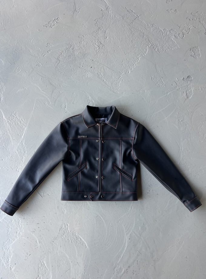 Onyx Leather Jacket (Orange Stitch)