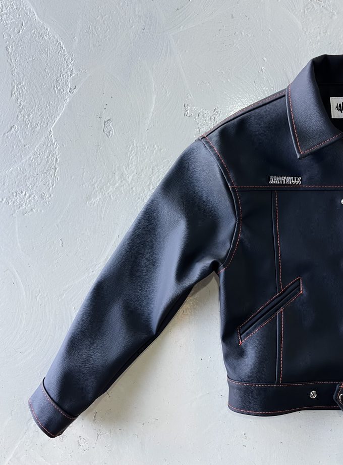 Onyx Leather Jacket (Orange Stitch)